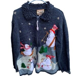 Vintage Heirloom Collectibles Snowman Skiing Holiday Sweater Women’s Size 18/20